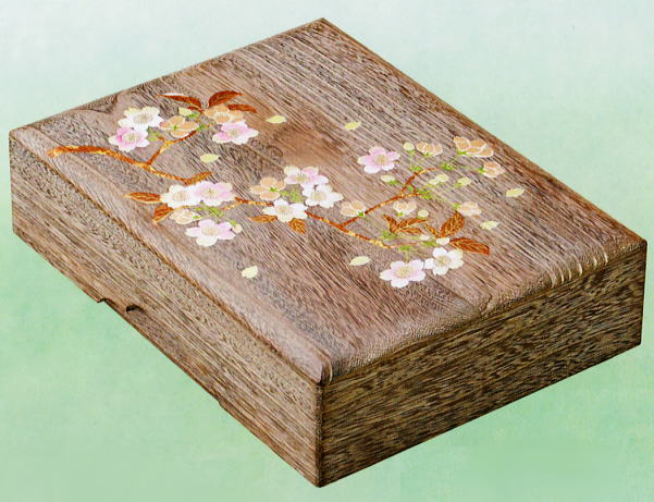 会津桐）加伏文箱 桜蒔絵 内布貼 【会津の漆器屋】