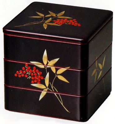 会津塗高級蒔絵重箱（花柄・和柄） - 木製 漆塗り 手塗 【会津の漆器屋】